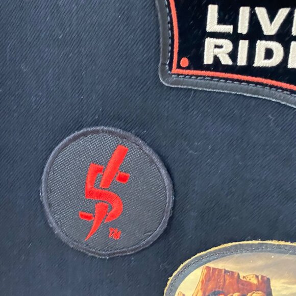 Dream Apparel Black Denim Biker Vest W/ Patches & Buttons Laced Sides Size L - Picture 13 of 16